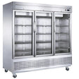 Dukers D83R-GS3 83" Three Glass Door Bottom Mount Reach-In Refrigerator 64.8 Cu. Ft.