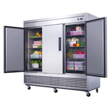 Dukers D83R 83" Three Solid Door Bottom Mount Reach-In Refrigerator 64.8 Cu. Ft.