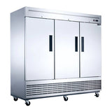 Dukers D83R 83" Three Solid Door Bottom Mount Reach-In Refrigerator 64.8 Cu. Ft.