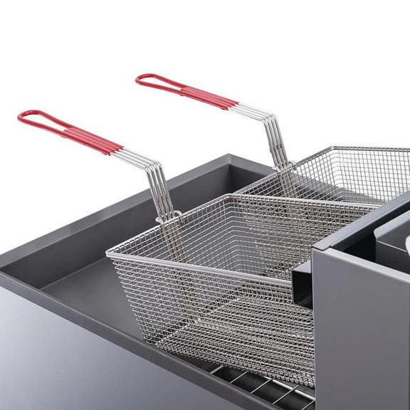 Dukers DCF4-NG 50 lb. Floor Fryer with 4 Tube Burner 120,000 BTU Natural Gas