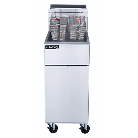 Dukers DCF4-NG 50 lb. Floor Fryer with 4 Tube Burner 120,000 BTU Natural Gas