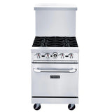 Dukers DCR24-4B 24" Gas Restaurant Range with (4) Open Burners (1) Standard Oven 162,000 BTU
