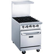 Dukers DCR24-4B 24" Gas Restaurant Range with (4) Open Burners (1) Standard Oven 162,000 BTU