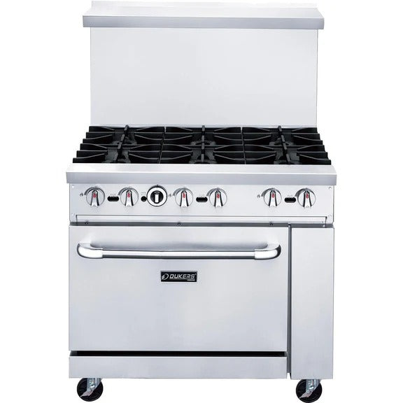 Dukers DCR36-6B 36" Gas Restaurant Range with (6) Open Burners (1) Standard Oven 233,000 BTU