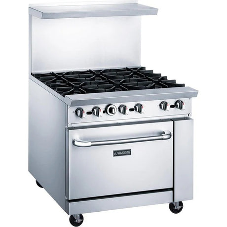 Dukers DCR36-6B 36" Gas Restaurant Range with (6) Open Burners (1) Standard Oven 233,000 BTU