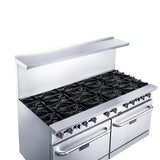 Dukers DCR60-10B 60" Natural Gas Range with (10) Open Burners