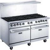 Dukers DCR60-10B 60" Natural Gas Range with (10) Open Burners