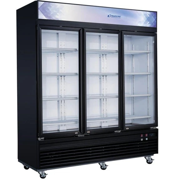 Dukers DSM-69F 78"W Three Swinging Glass Door Merchandiser Freezer 69.43 Cu. Ft