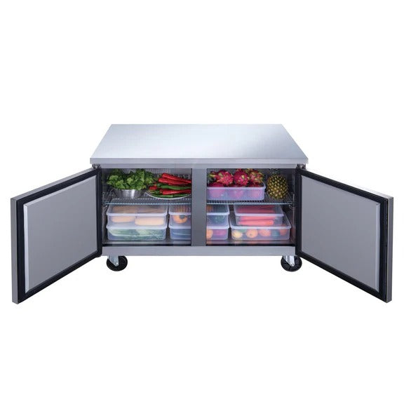 Dukers DUC48R 48" Two Solid Door Undercounter Worktop Refrigerator 12.21 Cu. Ft.