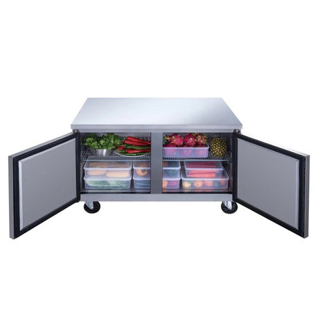 Dukers DUC60R 60" Two Solid Door Undercounter Worktop Refrigerator 15.53 Cu. Ft.