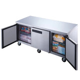 Dukers DUC72F 72" Three Door Undercounter Commercial Freezer in Stainless Steel 18.96 Cu. Ft.