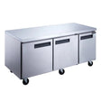 Dukers DUC72F 72" Three Door Undercounter Commercial Freezer in Stainless Steel 18.96 Cu. Ft.