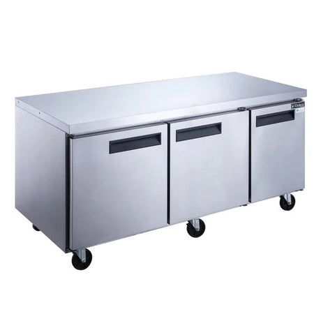 Dukers DUC72R 72" Three Solid Door Undercounter Worktop Refrigerator 18.96 Cu. Ft.