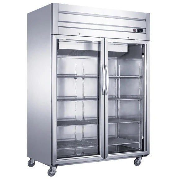 Dukers D55AR-GS2 55" Two Glass Door Top Mount Reach-In Refrigerator 40.74 Cu. Ft.