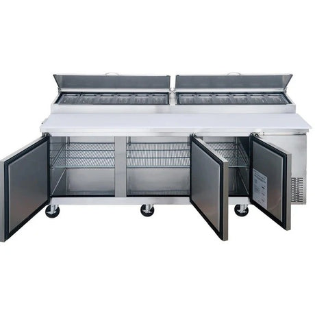 Dukers DPP90 90" 12 Pan Pizza Prep Table Refrigerator 24.89 Cu. Ft.