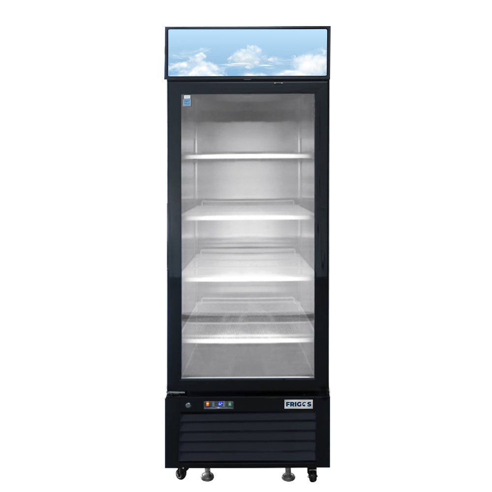 Frigos FGA-MGDF-1D-27-L 27" One Glass Door Black Steel Exterior Freezer Merchandiser 19 Cu. Ft. Left Hinged