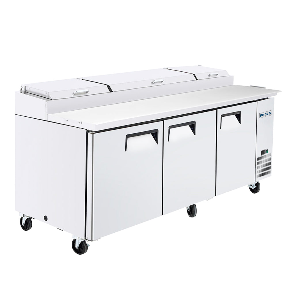 Frigos FGA-PZPT-3D-93 93" Three Solid Door Refrigerated Pizza Prep Table (12) 1/3 size pans