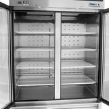 Frigos FGA-BMF-2GD-54 54 Two Hinged Glass Door Stainless Steel Reach-In Merchandiser Freezer 45 Cu. Ft.