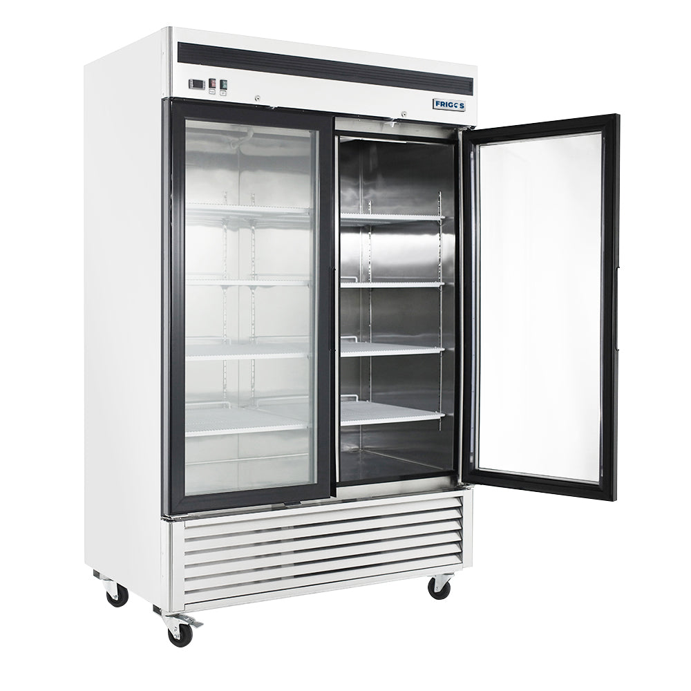 Frigos FGA-BMR-2GD-54 54.38 Two Swing Glass Door Stainless Steel Reach-In Merchandiser Cooler - 45 Cu. Ft.