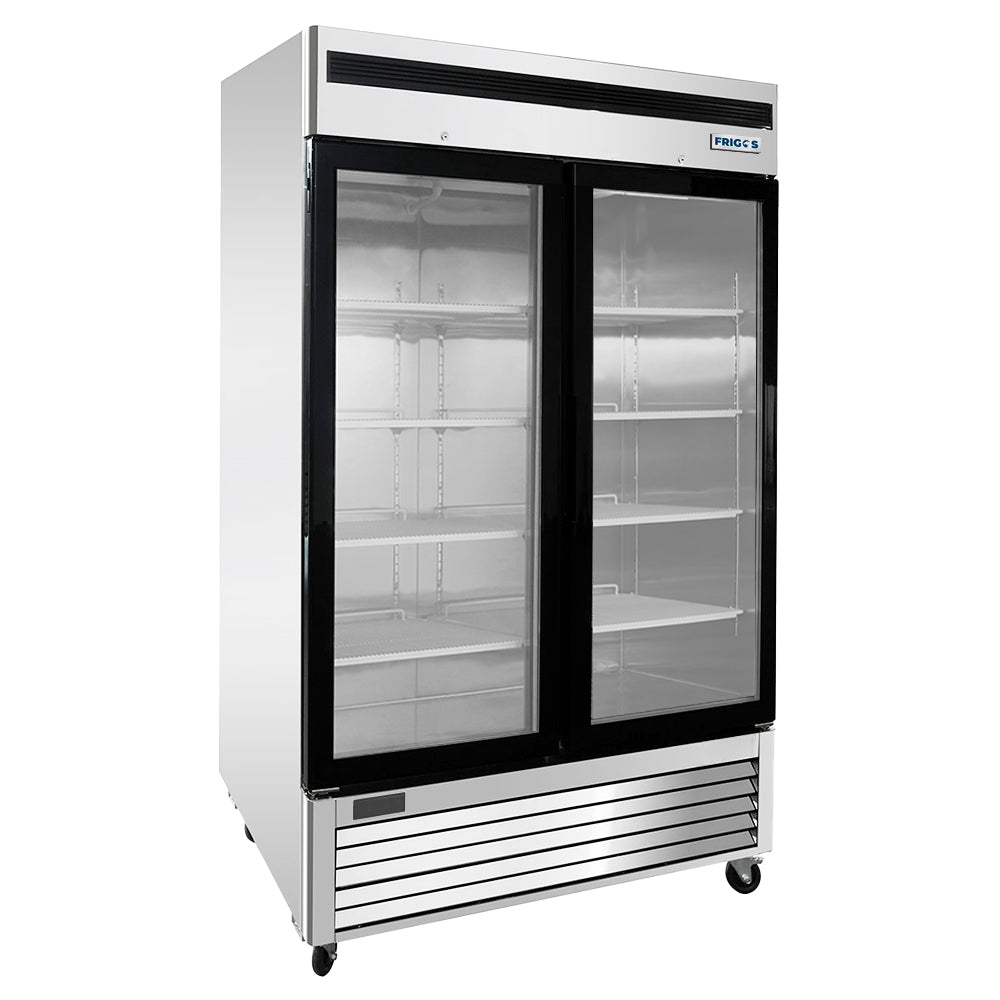 Frigos FGA-BMR-2GD-54 54.38 Two Swing Glass Door Stainless Steel Reach-In Merchandiser Cooler - 45 Cu. Ft.