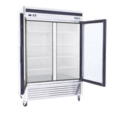 Frigos FGA-BMR-2GD-54 54.38 Two Swing Glass Door Stainless Steel Reach-In Merchandiser Cooler - 45 Cu. Ft.