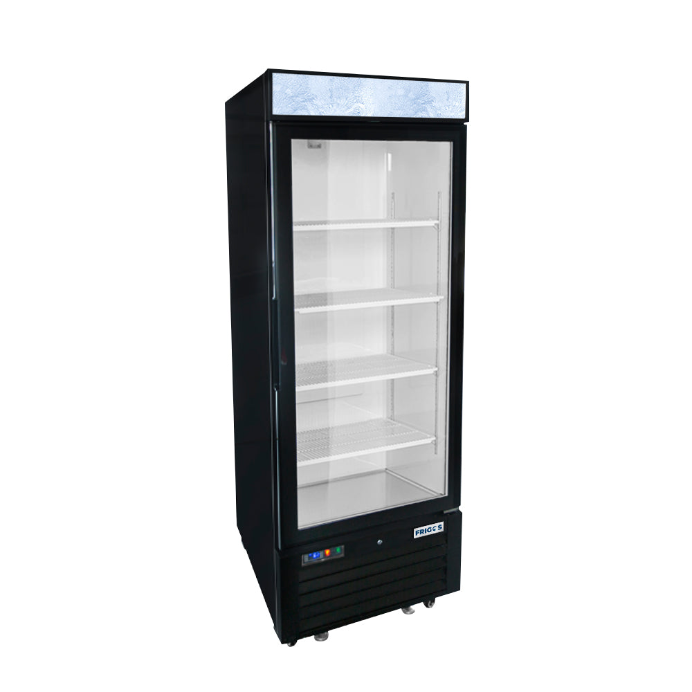 Frigos FGA-MGDR-1D-24-LHT 24 One Hinged Glass Door Black Steel Exterior Merchandiser Cooler 8 Cu. Ft.