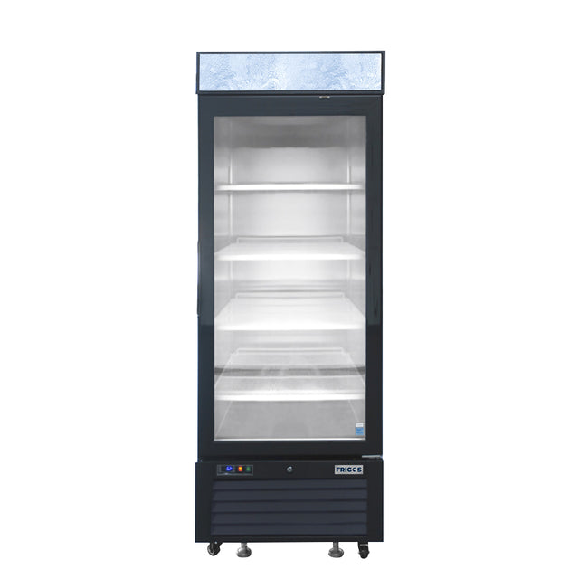 Frigos FGA-MGDR-1D-24-LHT 24 One Hinged Glass Door Black Steel Exterior Merchandiser Cooler 8 Cu. Ft.