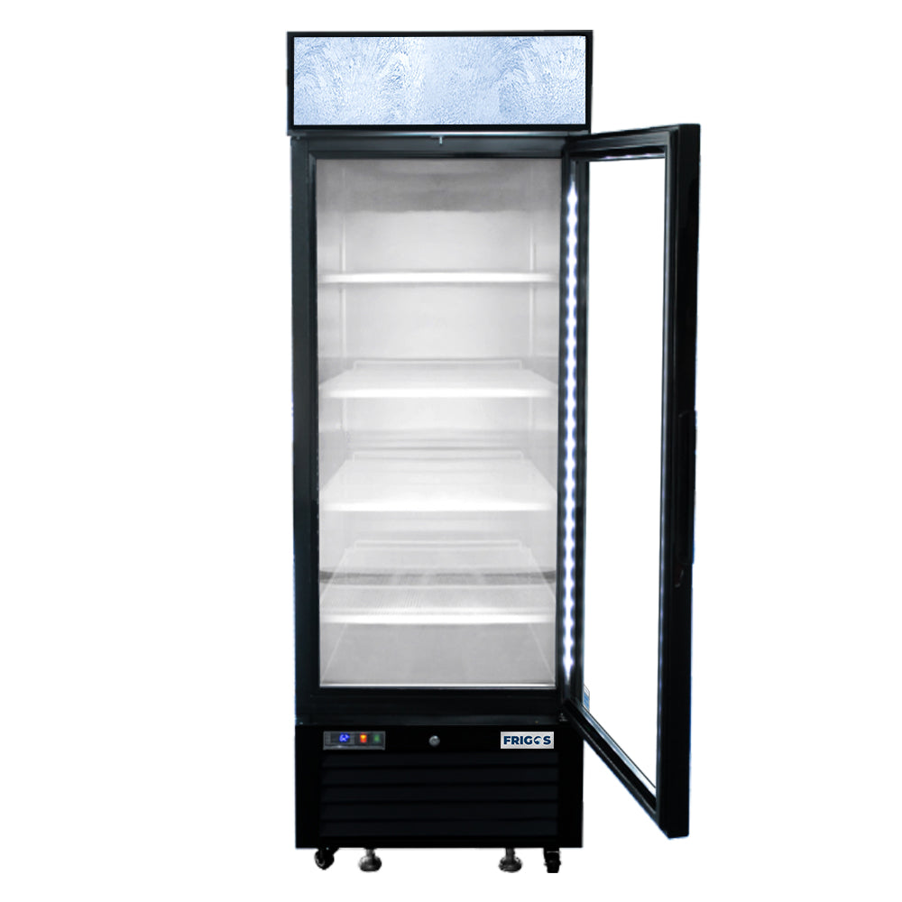 Frigos FGA-MGDR-1D-27-L 27 One Hinged Glass Door Black Steel Exterior Merchandiser Cooler 19 Cu. Ft. Left Hinged