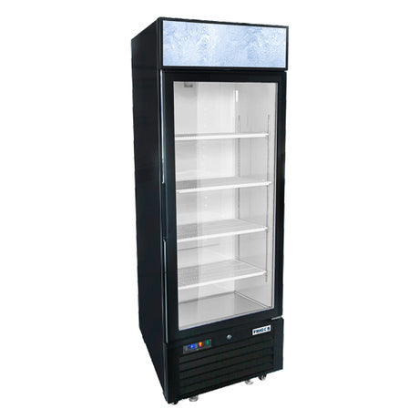 Frigos FGA-MGDR-1D-27 27" One Hinged Glass Door Black Steel Exterior Merchandiser Cooler 19 Cu. Ft.