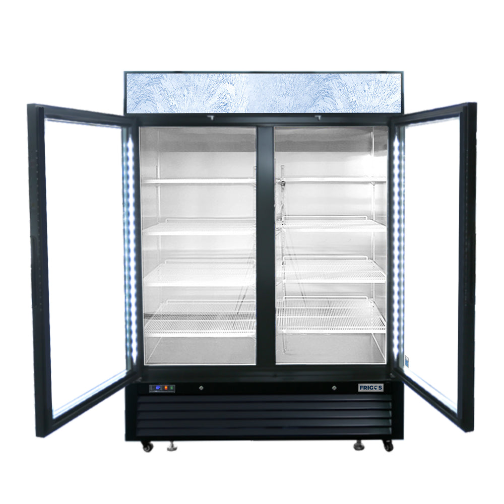 Frigos FGA-MGDR-2D-54 54 Two Hinged Glass Door Black Steel Exterior Merchandiser Cooler 44 Cu. Ft.