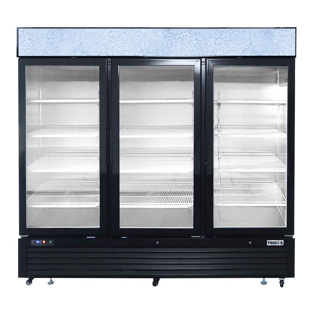 Frigos FGA-MGDR-3D-82 82 Three Hinged Glass Door Black Steel Exterior Merchandiser Cooler 69.54 Cu. Ft.
