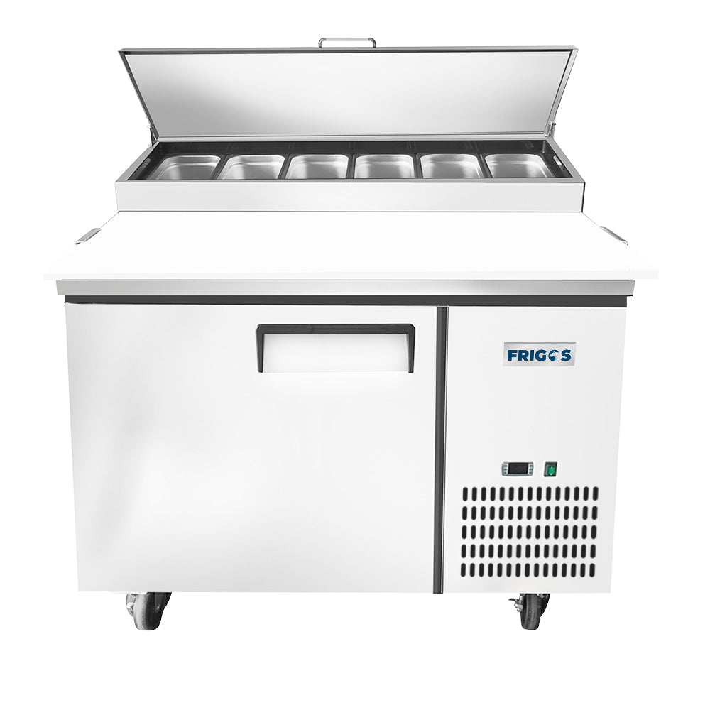 Frigos FGA-PZPT-1D-44 44 One Solid Door Refrigerated Pizza Prep Table (6) 13 size pans