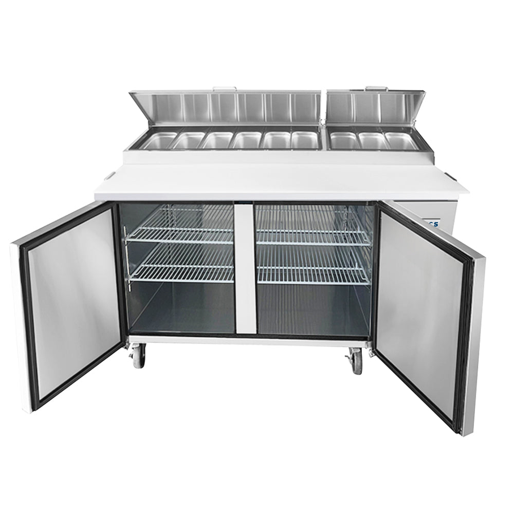 Frigos FGA-PZPT-2D-67 67 Two Solid Door Refrigerated Pizza Prep Table (9) 13 size pans