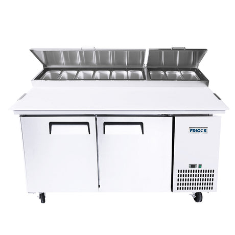 Frigos FGA-PZPT-2D-67 67 Two Solid Door Refrigerated Pizza Prep Table (9) 13 size pans