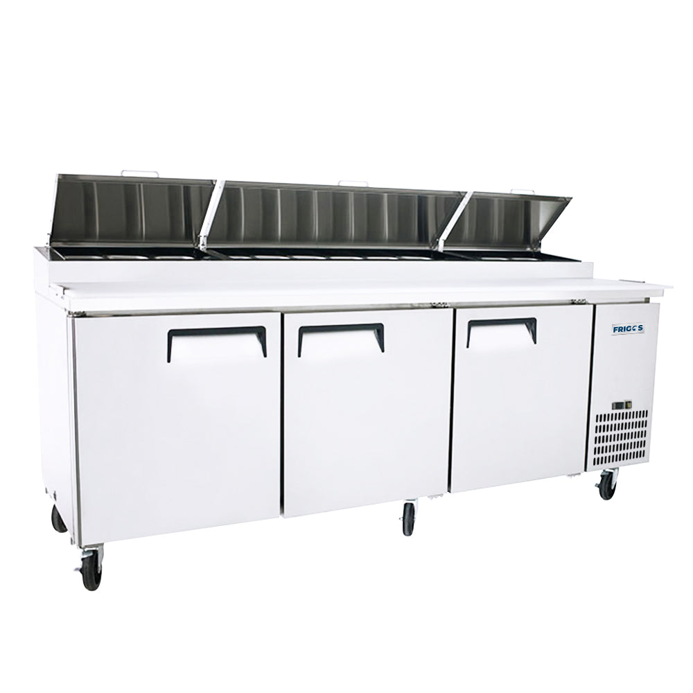 Frigos FGA-PZPT-3D-93 93 Three Solid Door Refrigerated Pizza Prep Table (12) 13 size pans