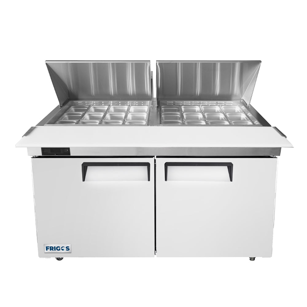 Frigos FGA-SPT-24P-60-MT 60 Two Door Mega Top Refrigerator Sandwich Prep Table (24) 16 size pans