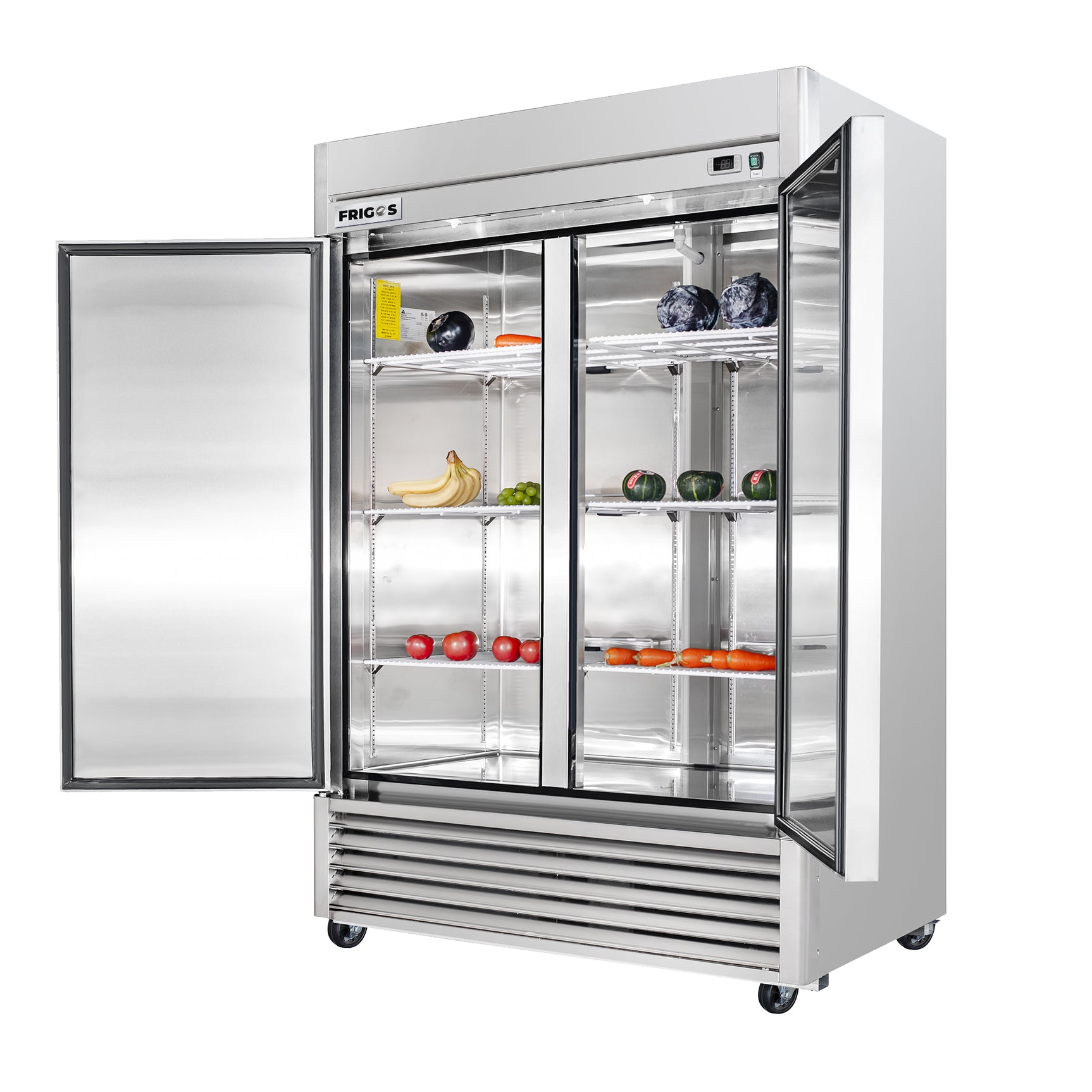 Frigos Platinum FG-RF-2DV 54 Solid 2 Door Reach-In Commercial Stainless Steel Refrigerator 41.9 Cu Ft