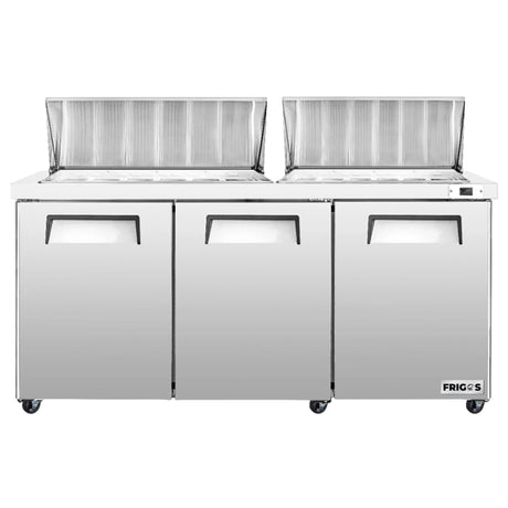 Frigos Platinum FG-SWPT-72V 71.5 3 Door Stainless Steel Refrigerated Sandwich Prep Table