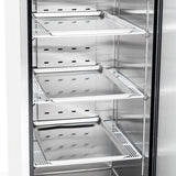 Commercial Reach in Freezer 2 Section Solid Door, 23 Cu Ft Frigos Premium FGP-FZ-1DLH Stainless Steel Interior and Exterior