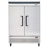 Commercial Reach in Freezer 2 Section Solid Door, 54” Width, Bottom Mount Compressor, 49 Cu Ft Frigos Premium FGP-FZ-2DBC