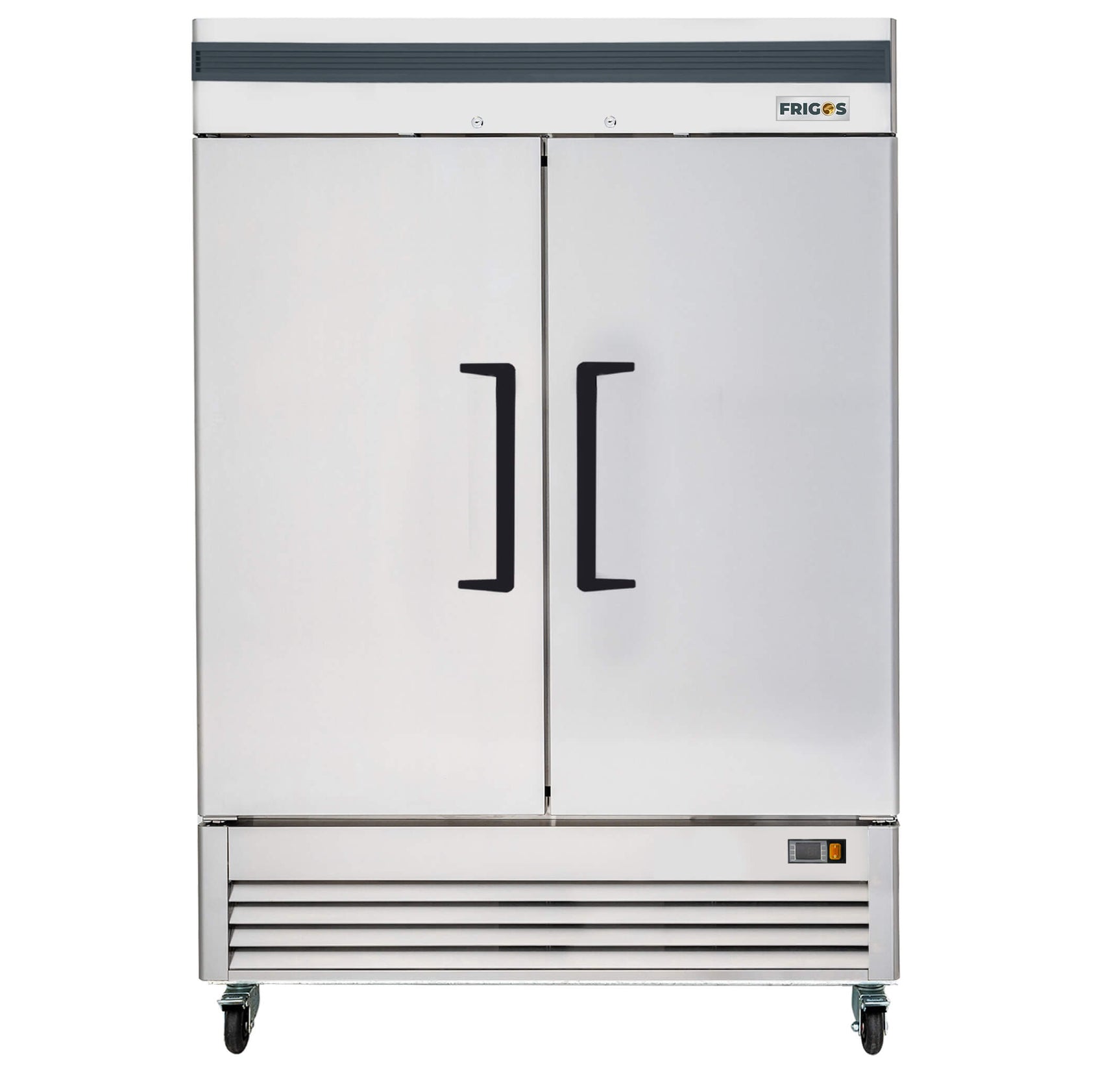 Commercial Reach in Freezer 2 Section Solid Door, 54” Width, Bottom Mount Compressor, 49 Cu Ft Frigos Premium FGP-FZ-2DBC