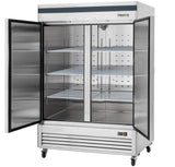 Commercial Reach in Freezer 2 Section Solid Door, 54” Width, Bottom Mount Compressor, 49 Cu Ft Frigos Premium FGP-FZ-2DBC