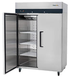 Commercial Reach in Freezer 2 Section Solid Door, 49 Cu Ft Frigos Premium FGP-FZ-2D Stainless Steel Interior and Exterior