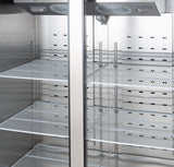 Commercial Reach in Freezer 2 Section Solid Door, 49 Cu Ft Frigos Premium FGP-FZ-2D Stainless Steel Interior and Exterior