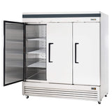 Commercial Reach in Freezer 3 Section Solid Door, 82" Width, 72 Cu Ft Frigos Premium FGP-FZ-3DBC Stainless Steel Interior and Exterior