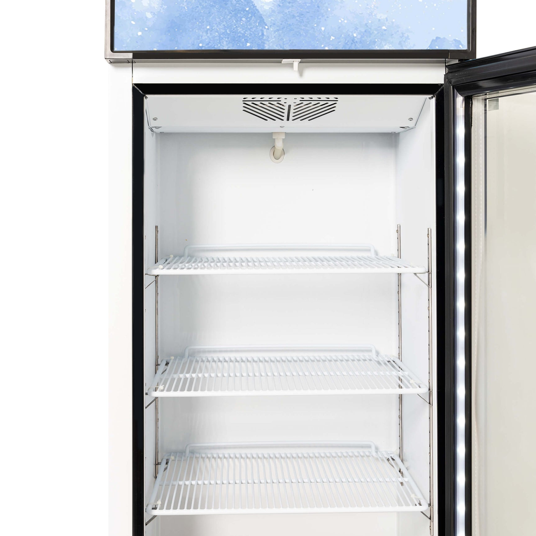 Merchandiser Refrigerator 1 Section Glass Door Merchandiser Refrigerator 10 Cu Ft Frigos Premium FGP-RFM-10 Stainless Steel Interior and Exterior