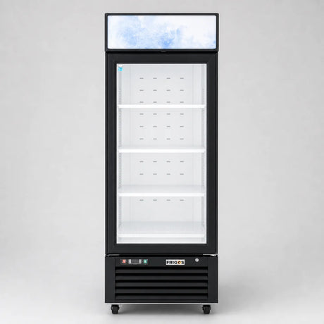 Merchandiser Refrigerator 1 Section Glass Door Merchandiser Refrigerator 11.8 Cu Ft Frigos Premium FGP-RFM-12 Stainless Steel Interior and Exterior