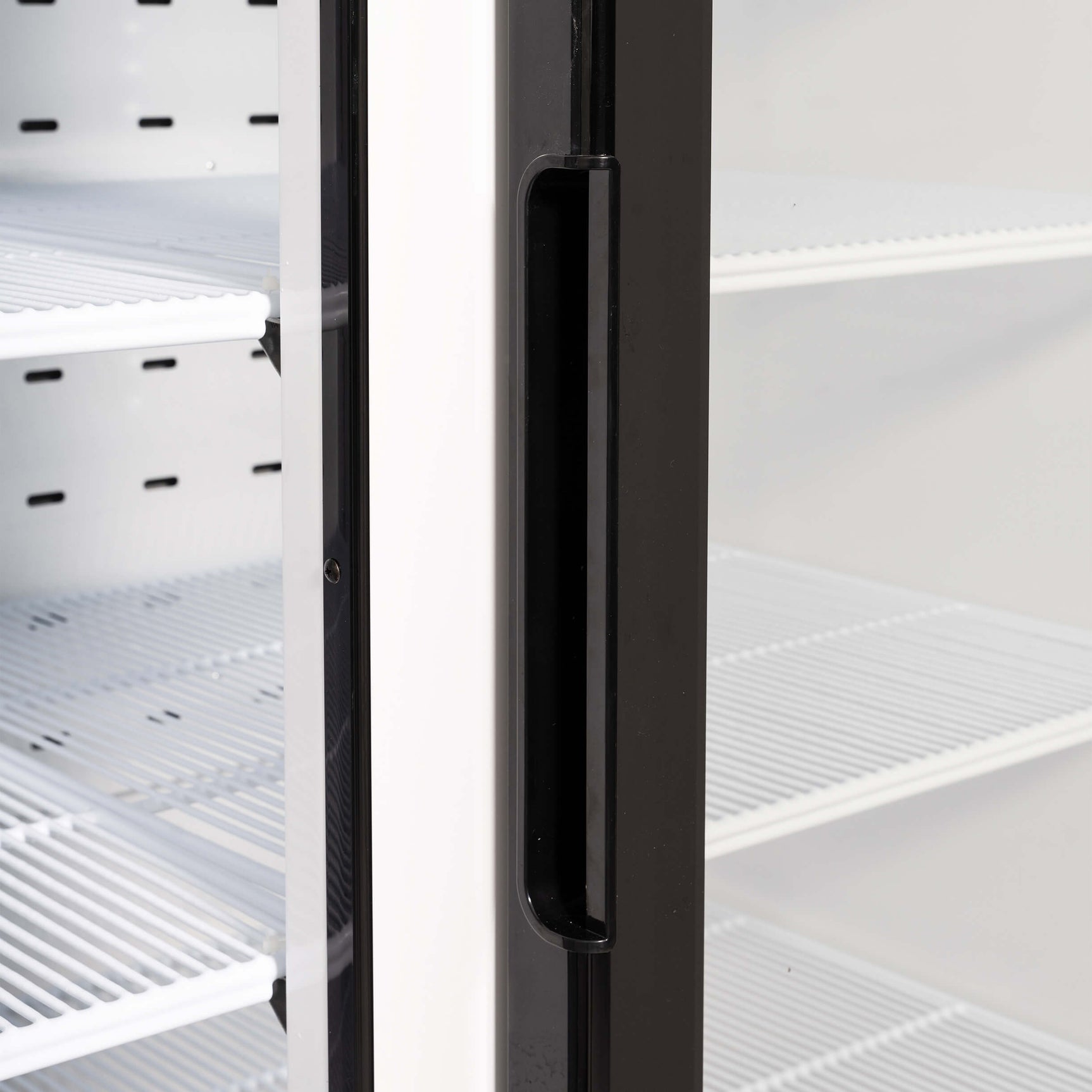 Merchandiser Refrigerator 2 Section Swing Glass Door 54.4" Width, 49 Cu Ft Frigos Premium FGP-RFM-49 Stainless Steel Interior and Exterior