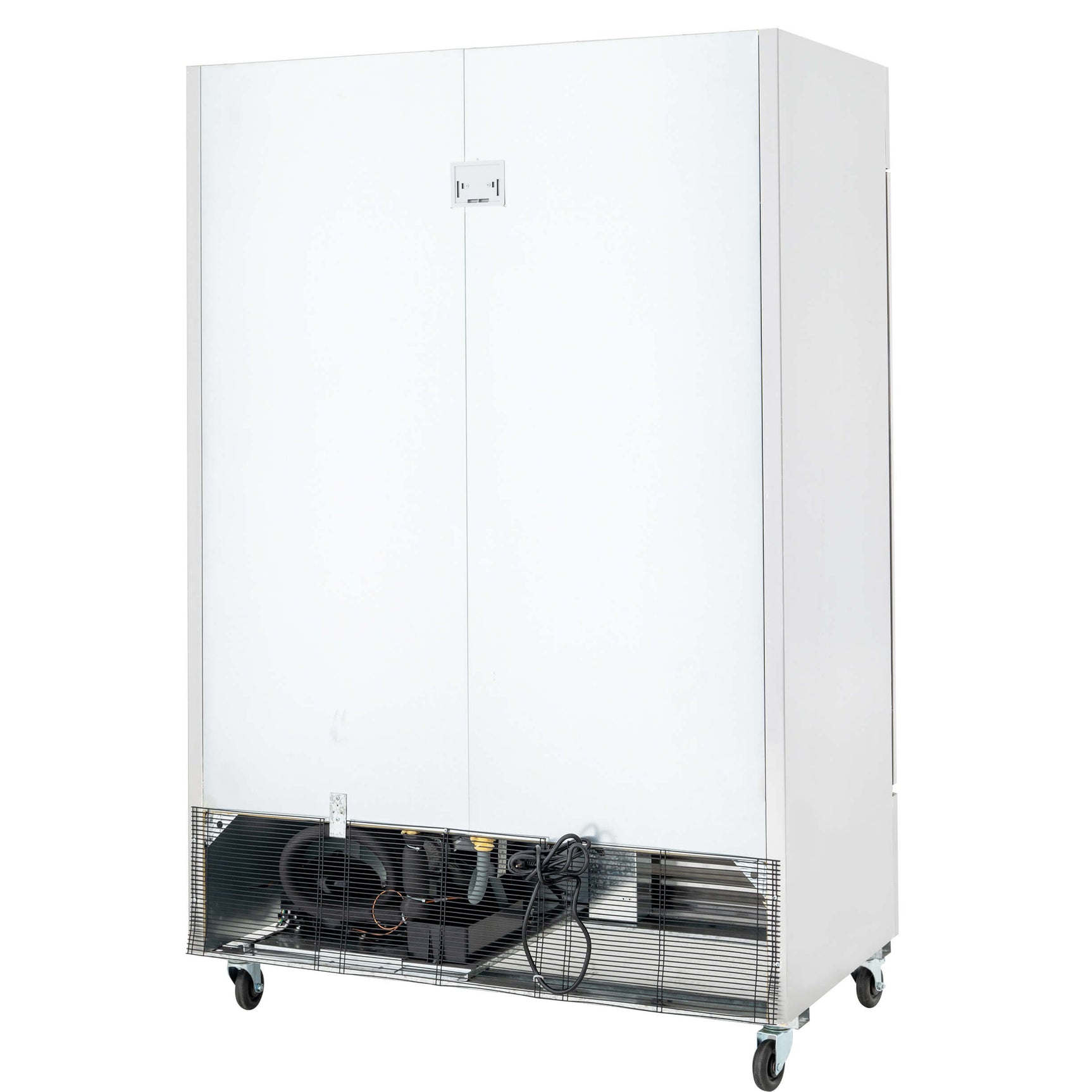 Merchandiser Refrigerator 2 Section Swing Glass Door 54.4" Width, 49 Cu Ft Frigos Premium FGP-RFM-49 Stainless Steel Interior and Exterior