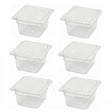 Frigos Refrigeration  1/6 Size 4" Deep Translucent Polypropylene Food Pan Set - 6 Pcs